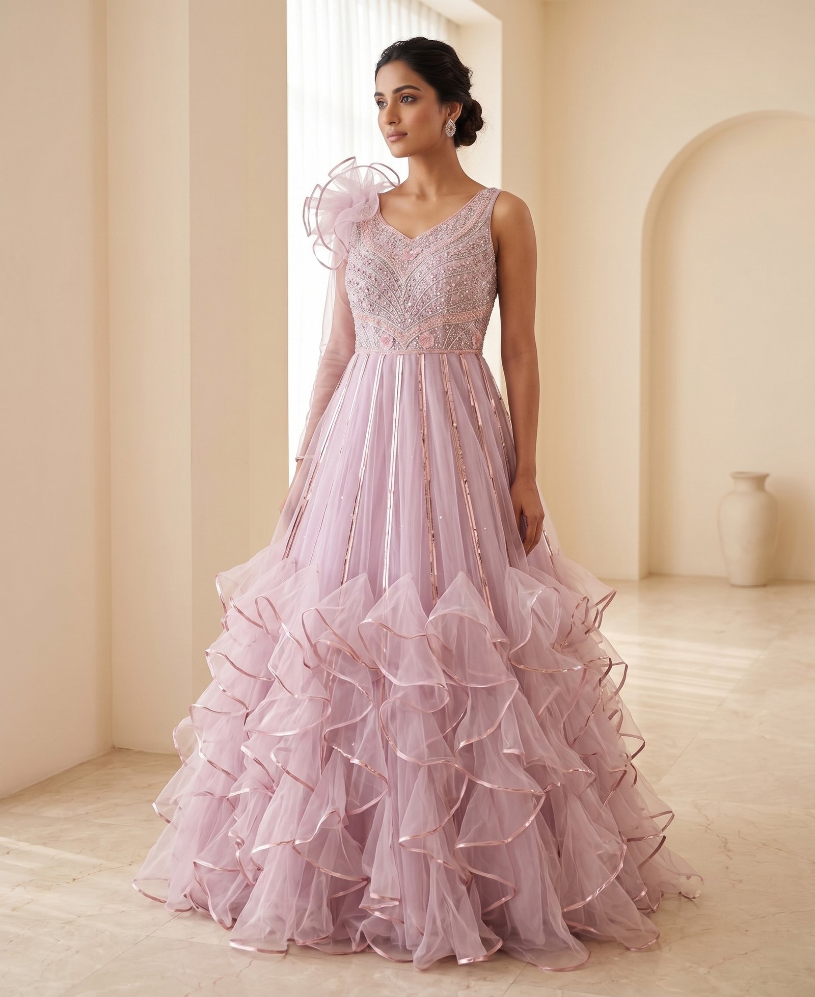 Rajshri Fashions Blush Pink Designer Gown - Rajshri Fashions Sowcarpet Chennai