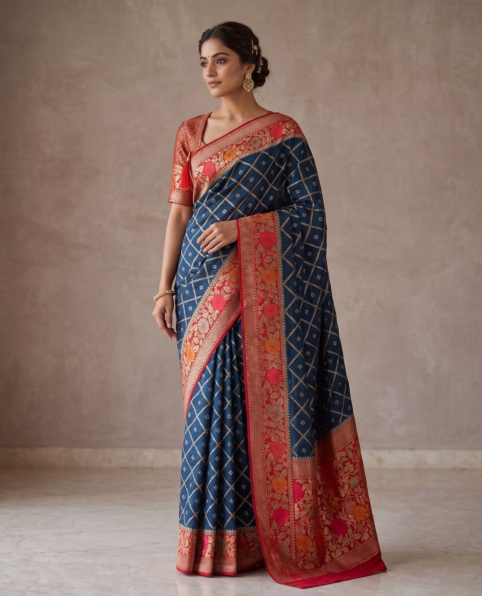 Rajshri Fashions Royal Navy Blue Banarasi Silk Saree with Intricate Zari Weave - Rajshri Fashions Sowcarpet Chennai