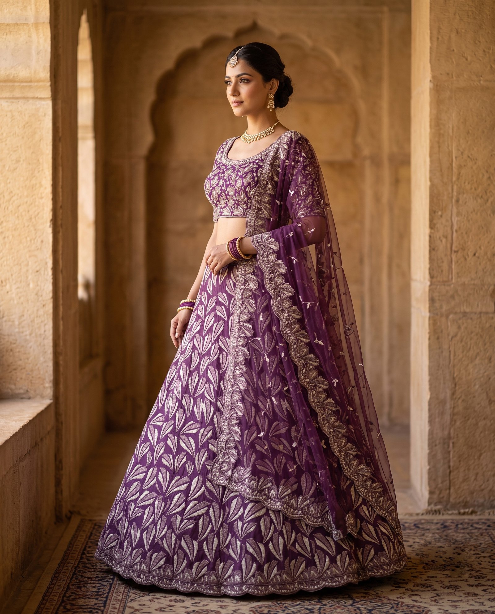 Rajshri Fashions Royal Wine Embroidered Net Bridal Lehenga - Rajshri Fashions Sowcarpet Chennai