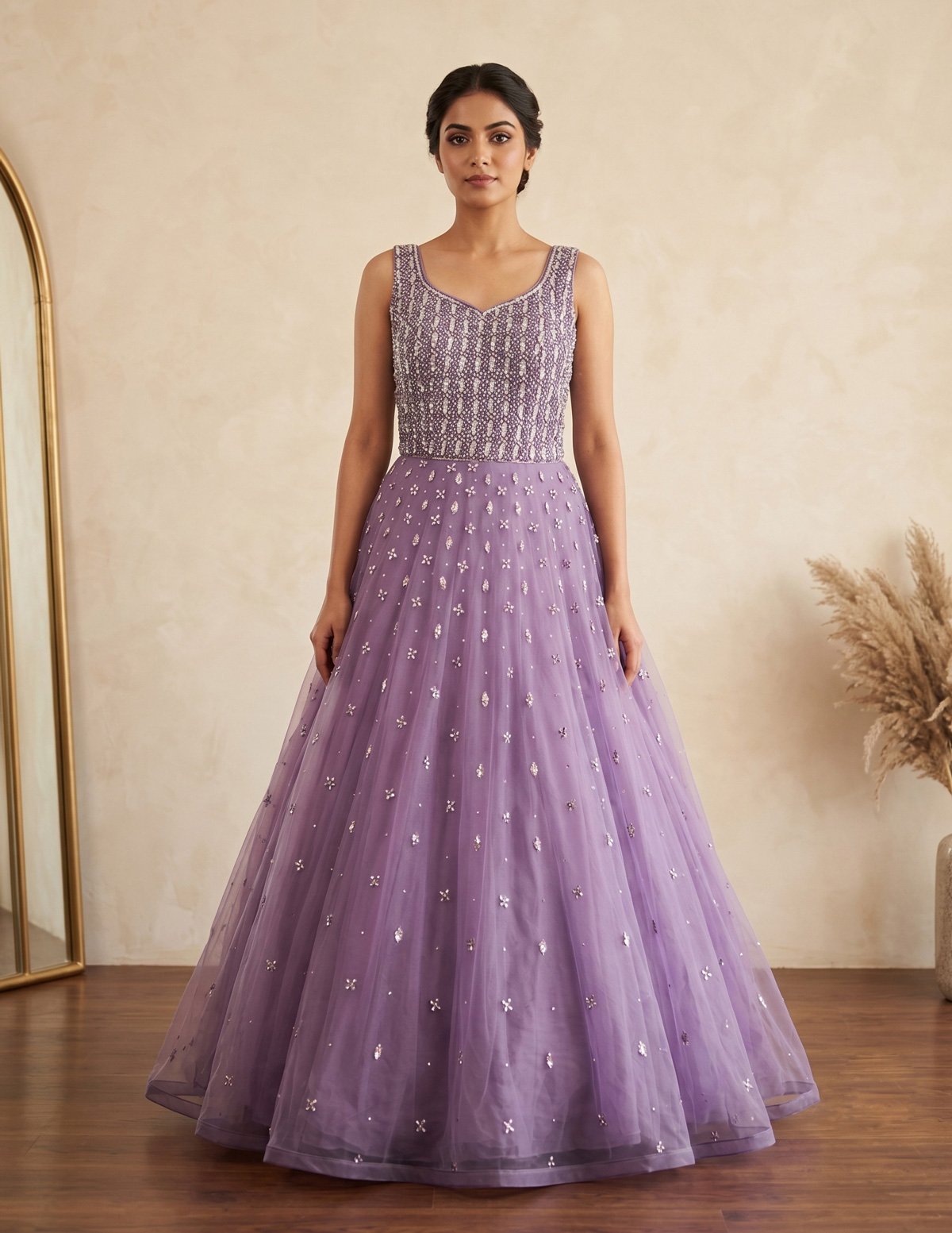 Rajshri Fashions Lavender Ethereal Embellished Evening Gown - Rajshri Fashions Sowcarpet Chennai