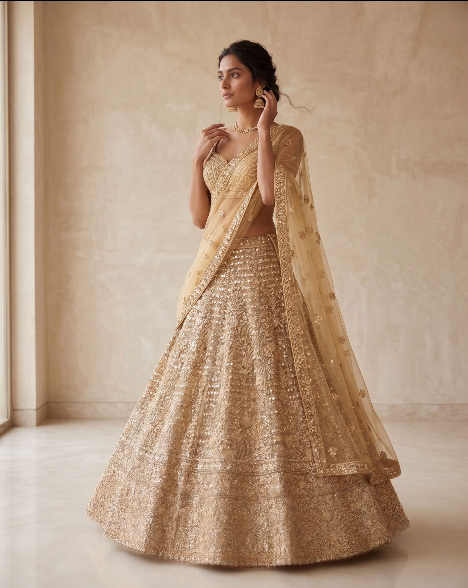 Rajshri Fashions Radiant Gold Embellished Net Bridal Lehenga - Rajshri Fashions Sowcarpet Chennai