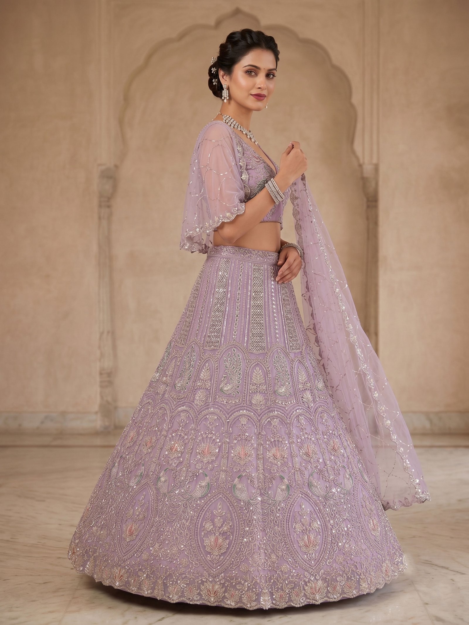 Rajshri Fashions Lavender Ethereal Embroidered Designer Lehenga