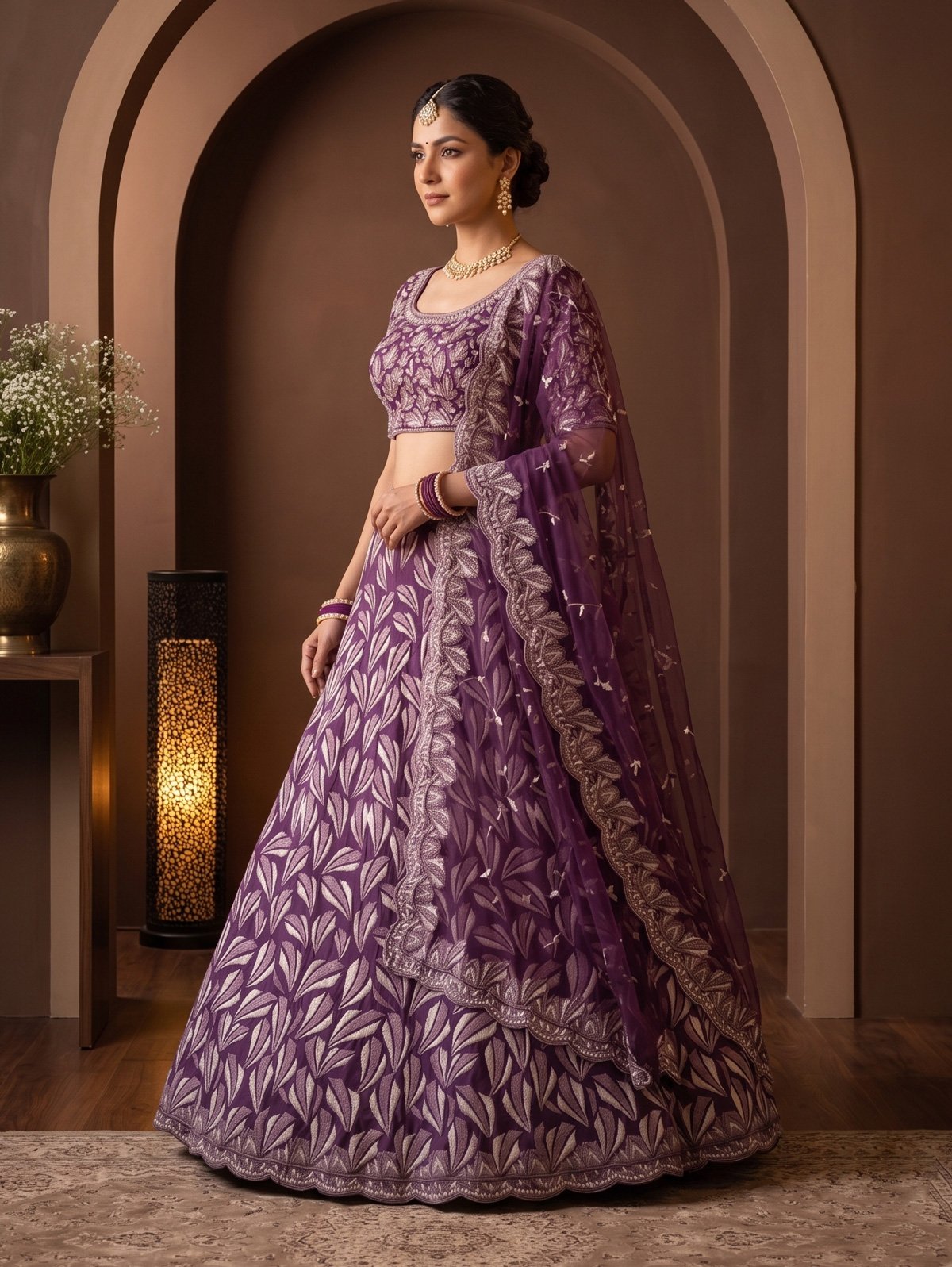 Rajshri Fashions Royal Wine Embroidered Net Bridal Lehenga - Rajshri Fashions Sowcarpet Chennai