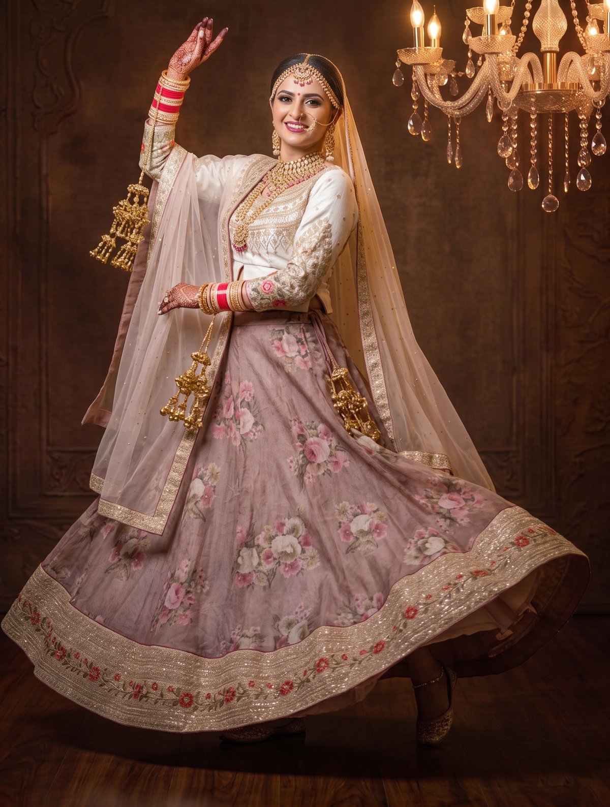 Rajshri Fashions Ethereal Blush Pink Floral Organza Bridal Lehenga - Rajshri Fashions Sowcarpet Chennai