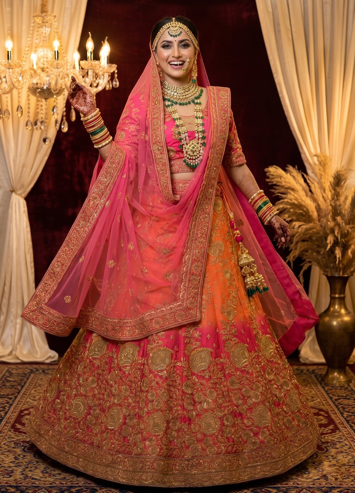 Rajshri Fashions Sunset Ombre Zardosi Bridal Lehenga - Rajshri Fashions Sowcarpet Chennai